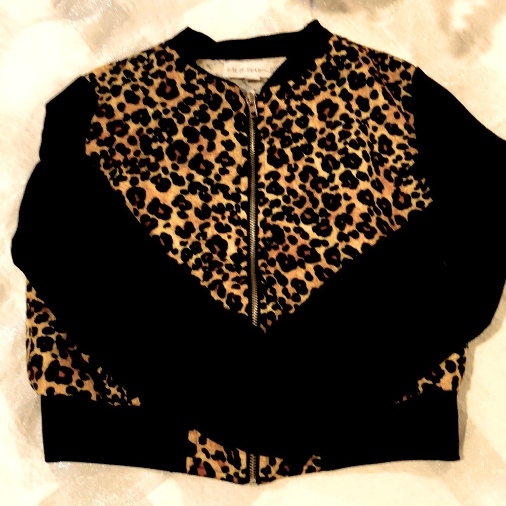 Animal print zip-up sweatshirt